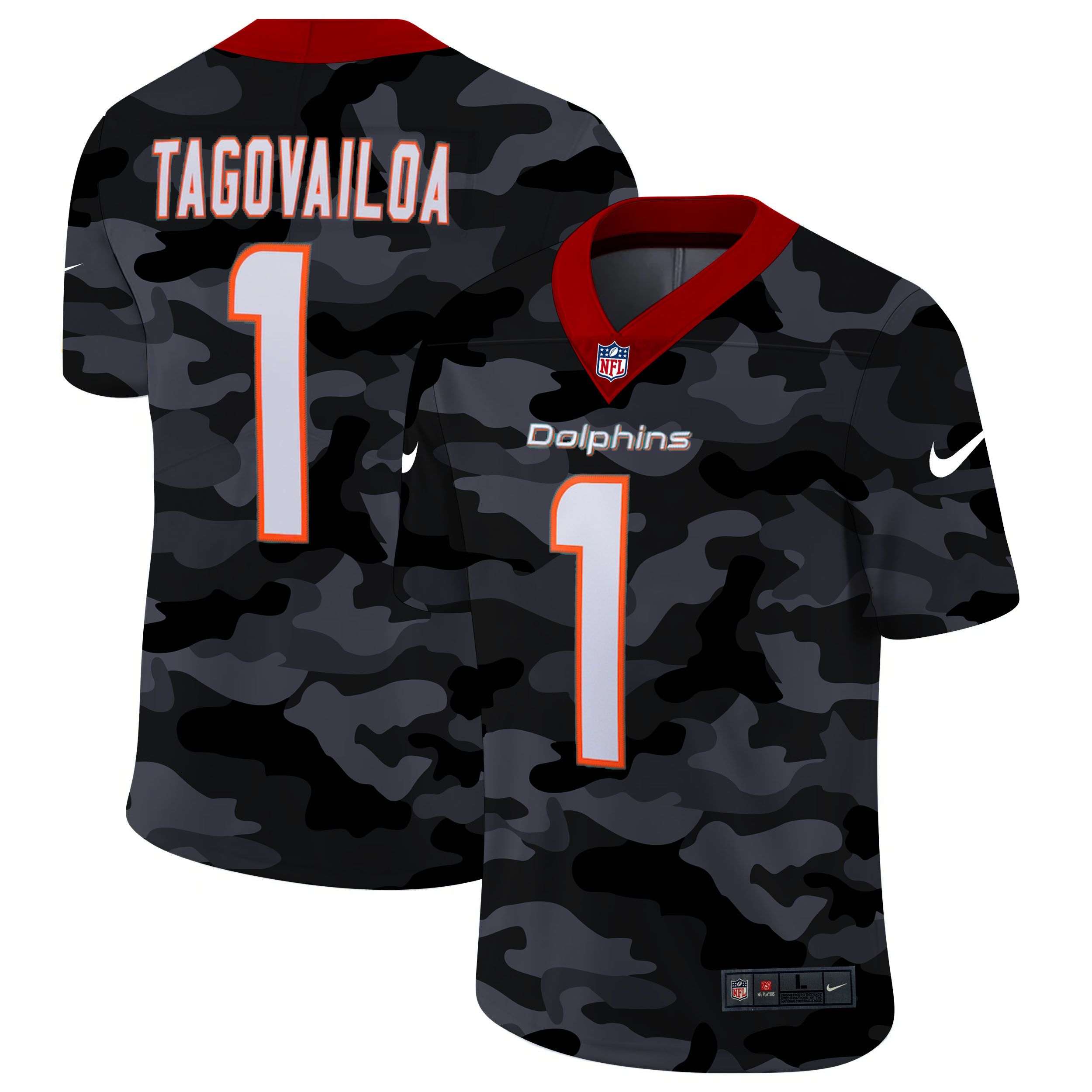 Men Miami Dolphins #1 Tagovailoa 2020 Nike Camo Salute to Service Limited NFL Jerseys->miami dolphins->NFL Jersey
